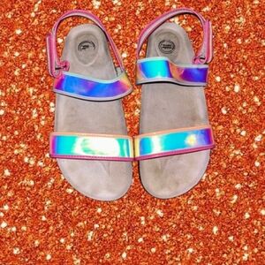 Wonder Nation Sandal Holographic Pink Strappy Fit Like Women's 8